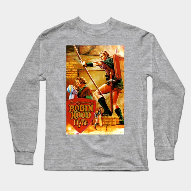 Classic Adventure Movie Poster - Robin Hood Long Sleeve T-Shirt by Starbase79